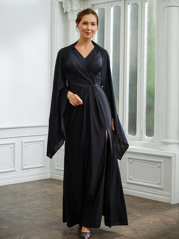 Karly Sheath/Column Jersey Ruched V-neck Sleeveless Floor-Length Mother of the Bride Dresses STIP0020246 Karly Sheath/Column Jersey Ruched V-neck Sleeveless Floor-Length Mother of the Bride Dresses STIP0020246