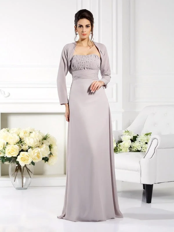 A-Line/Princess Strapless Beading Sleeveless Long Chiffon Mother of the Bride Dresses TPP0007376