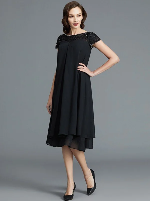 A-Line/Princess Sleeveless Scoop Knee-Length Chiffon Mother of the Bride Dresses TPP0007257 A-Line/Princess Sleeveless Scoop Knee-Length Chiffon Mother of the Bride Dresses TPP0007257