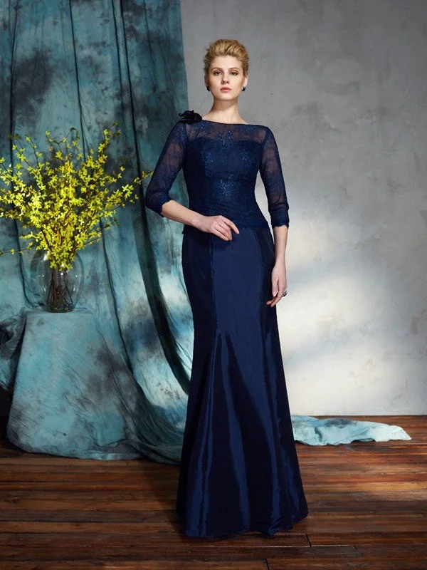 Trumpet/Mermaid Bateau Applique 1/2 Sleeves Long Taffeta Mother of the Bride Dresses TPP0007307 Trumpet/Mermaid Bateau Applique 1/2 Sleeves Long Taffeta Mother of the Bride Dresses TPP0007307