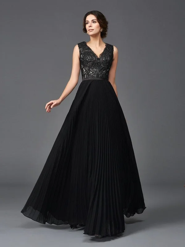 A-Line/Princess V-neck Lace Sleeveless Long Chiffon Mother of the Bride Dresses TPP0007265 A-Line/Princess V-neck Lace Sleeveless Long Chiffon Mother of the Bride Dresses TPP0007265