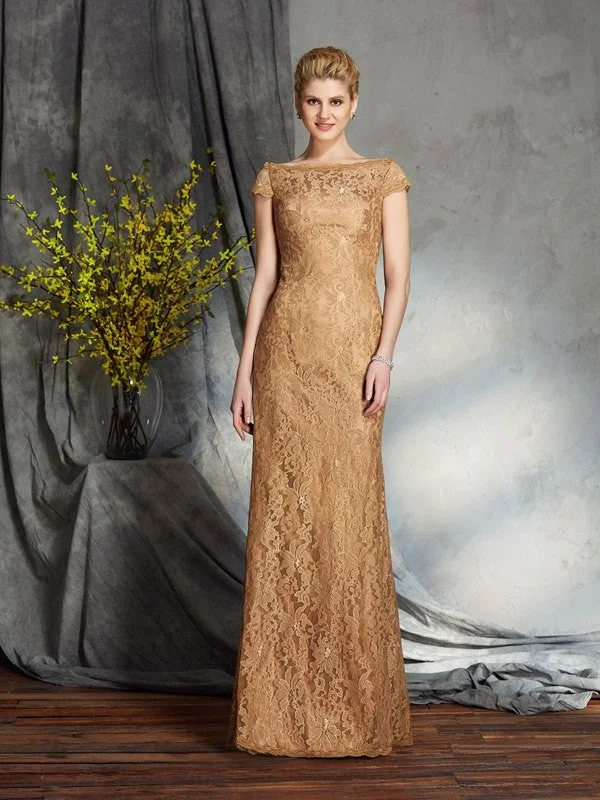 Sheath/Column Bateau Lace Short Sleeves Long Lace Mother of the Bride Dresses TPP0007272 Sheath/Column Bateau Lace Short Sleeves Long Lace Mother of the Bride Dresses TPP0007272