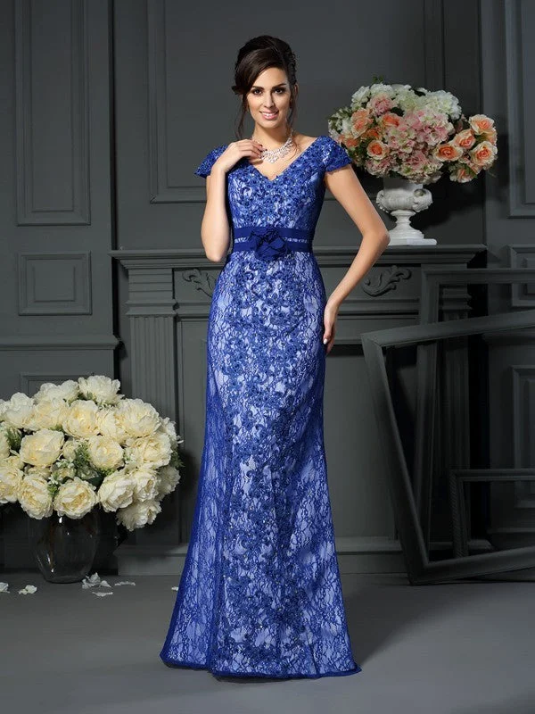 Trumpet/Mermaid V-neck Beading Short Sleeves Long Satin Mother of the Bride Dresses TPP0007214 Trumpet/Mermaid V-neck Beading Short Sleeves Long Satin Mother of the Bride Dresses TPP0007214