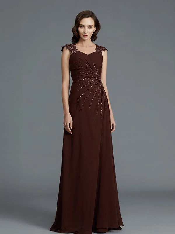 A-Line/Princess Sweetheart Sleeveless Chiffon Floor-Length Beading Mother of the Bride Dresses TPP0007337