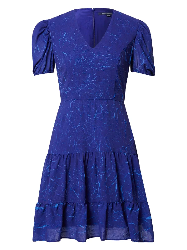 Women's Textured Mini Dress,Blue Elegant Satin Mini Dress