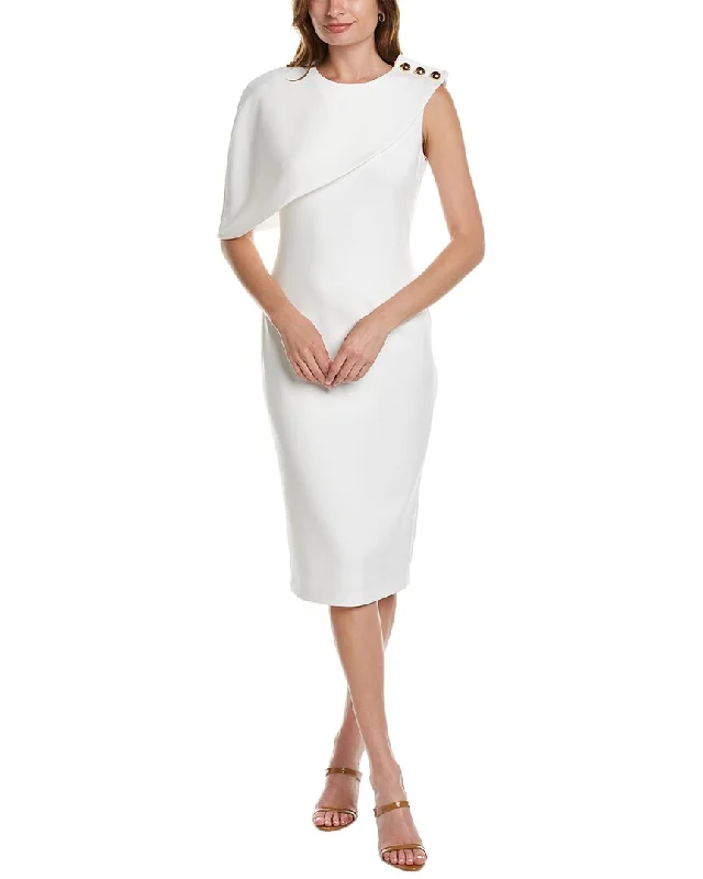 Badgley Mischka Sheath Midi Dress Cozy Midi Dress with Pockets