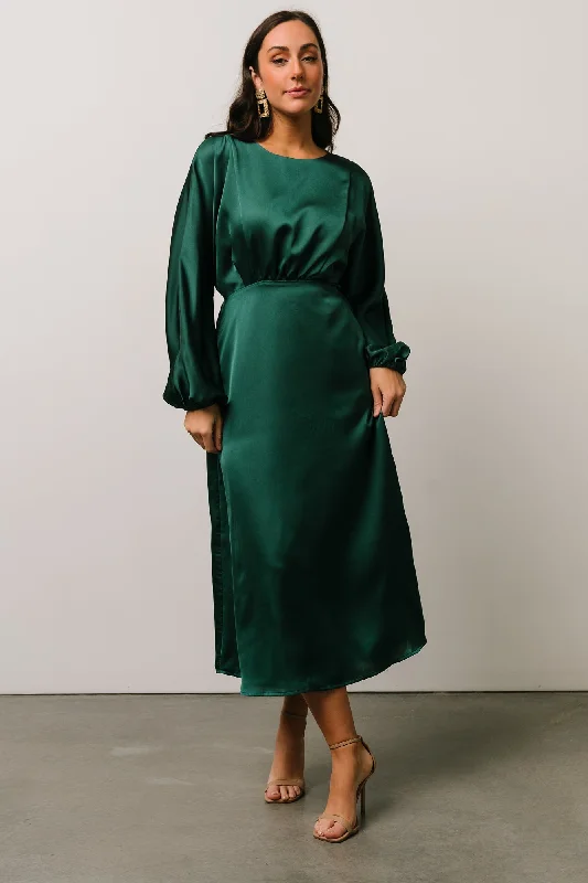 Balta Satin Midi Dress | Emerald Fashionable Wide Leg Midi Dress