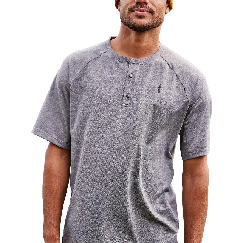 BASS OUTDOOR Mens Hilltop Short Sleeve Active Henley Shirt Fashionable Tied Short Sleeve