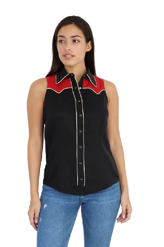 Atlanta Women's Shirt Black and Red Fashionable Short Sleeve Vest