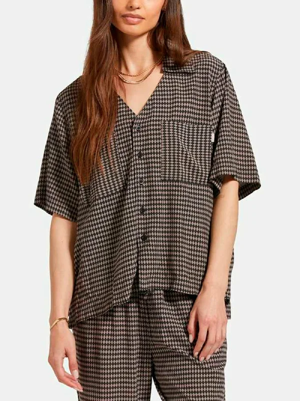 Hudson Lounge Short Sleeve Buttondown Shirt Cozy Striped Short Sleeve
