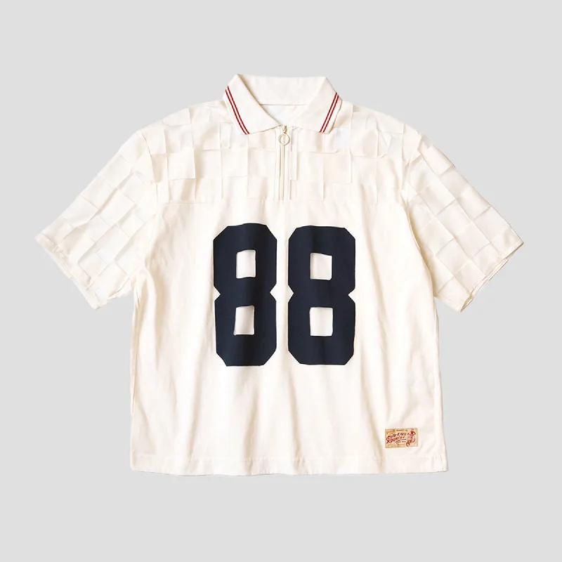 CHECKER SEE-THROUGH POLO SHIRTS Relaxed Fit Short Blouse
