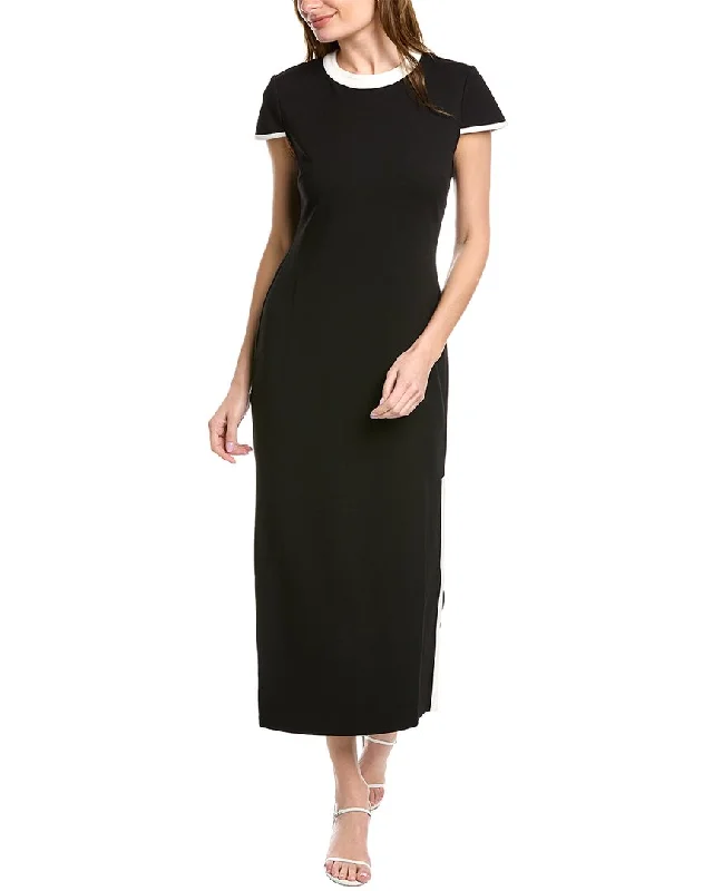 Donna Morgan Contrast Trim Midi Dress Stylish Halter Neck Midi Dress