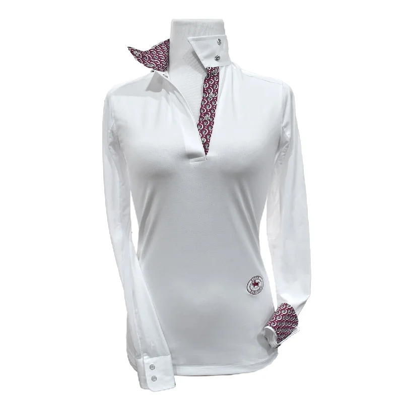 Essex Classics Ladies "Owls" Talent Yarn Wrap Collar Long Sleeve Show Shirt Comfortable Stretch Short Shirt