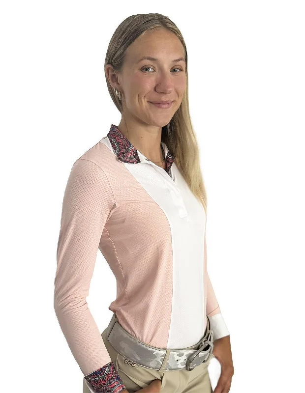 Essex Classics Ladies "Pink Paisley" Luna Performance Long Sleeve Show Shirt Comfortable Ribbed Short Sleeve