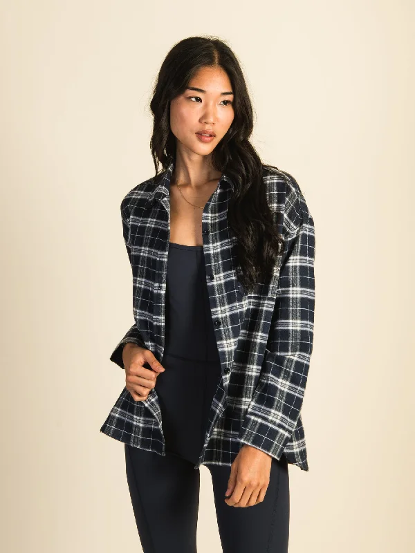 HARLOW CAROLINA FLANNEL SHIRT - NAVY Comfortable Pocket Short Shirt
