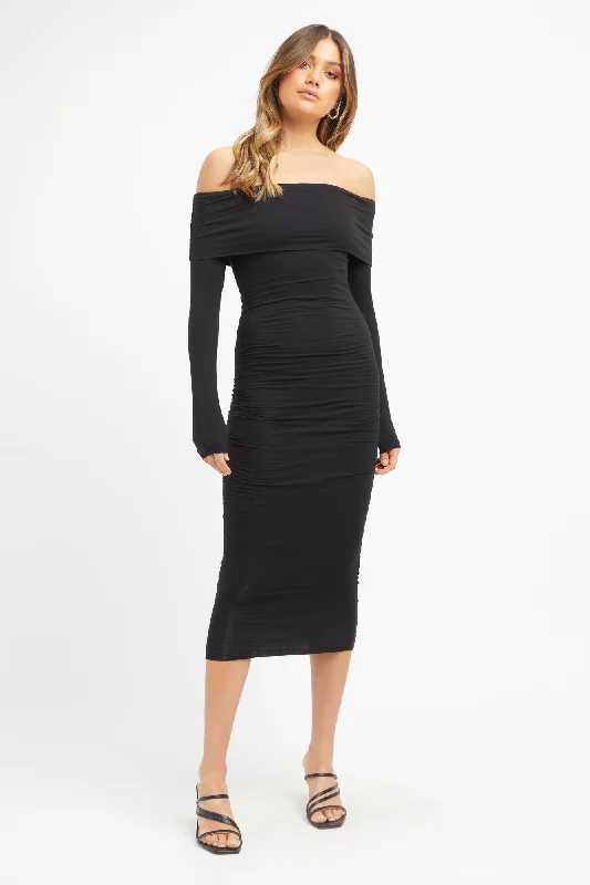 Juliette Midi Dress Trendy Ruched Side Midi Dress