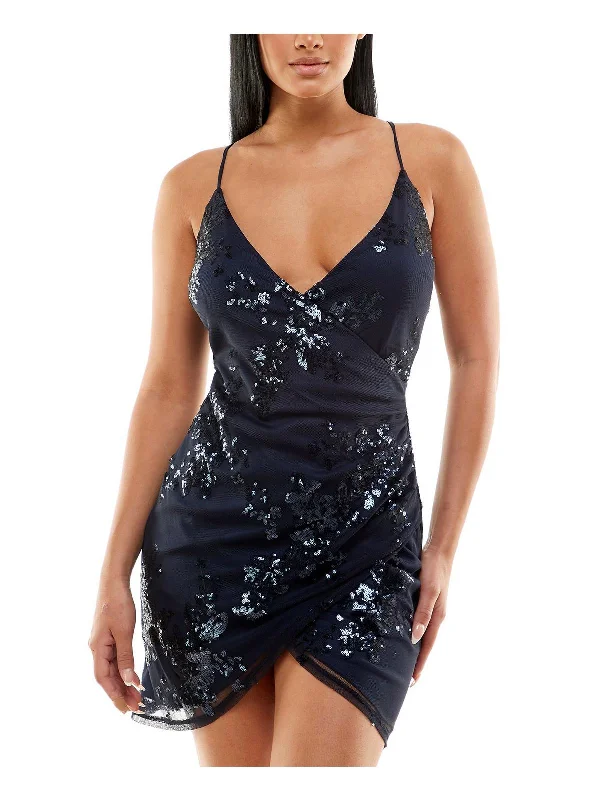 Juniors Womens Sequined Short Mini Dress Trendy Bodycon Mini Dress