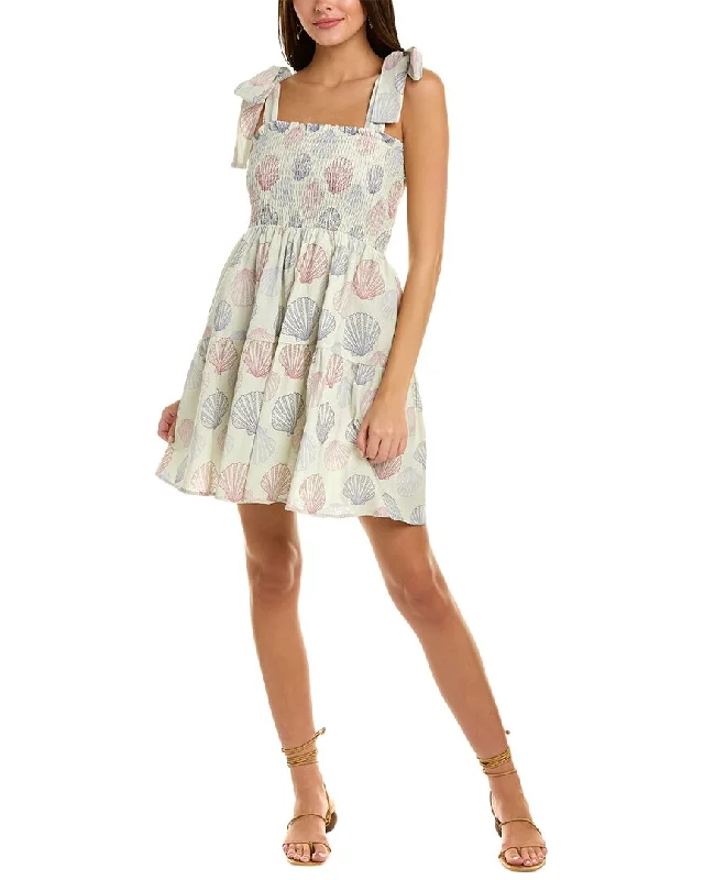 Kathleen Maeve Taylor Linen-Blend Mini Dress Classic Floral Mini Dress