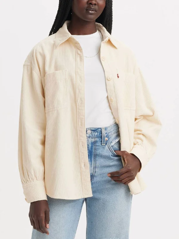 Orion Corduroy White Swan GD Long Sleeve Buttondown Shirt Cozy Plain Short Sleeve