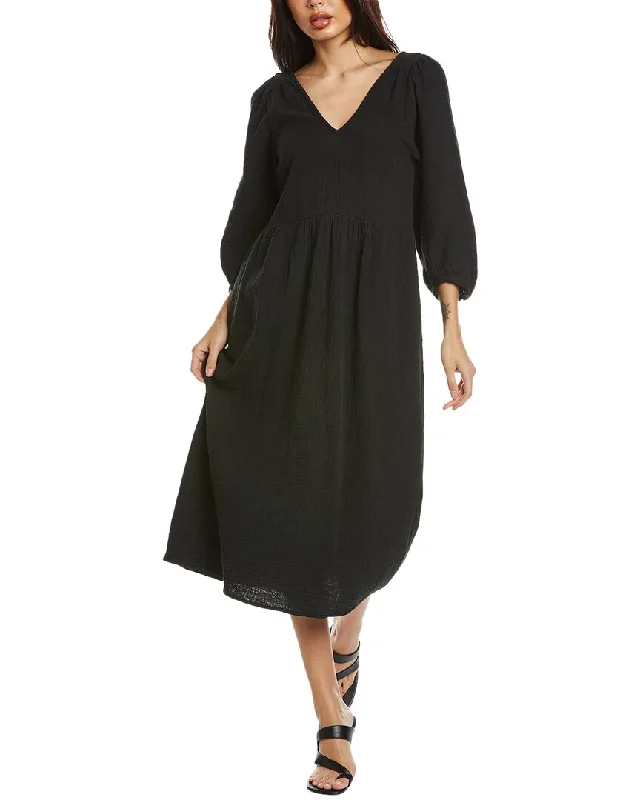 Madewell Lightspun V-Neck Midi Dress Fashionable High-Low Midi Dress