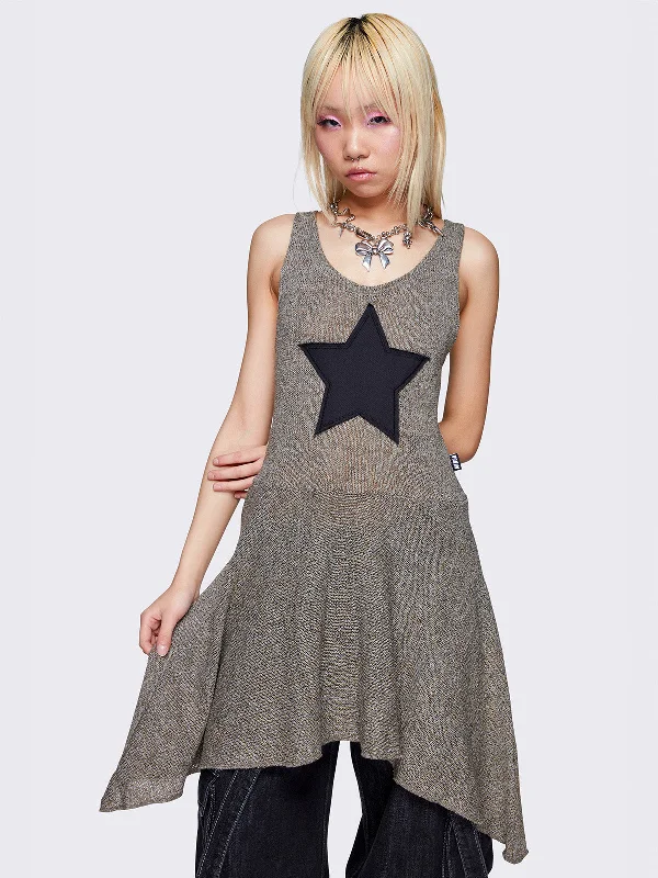 Nebula Asymmetric Mini Dress Chic Mini Dress with V-Neck