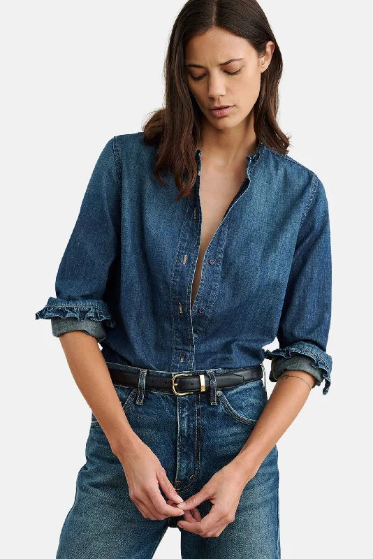 Lydia Shirt Classic Wash Fashionable Tied Short Sleeve
