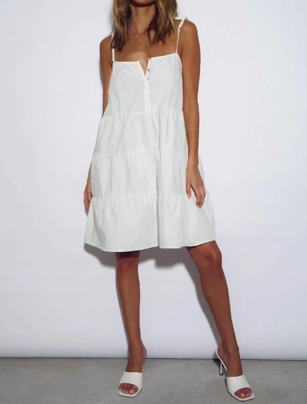 St. Tropez Mini Dress In White Fashionable Boho-Chic Mini Dress