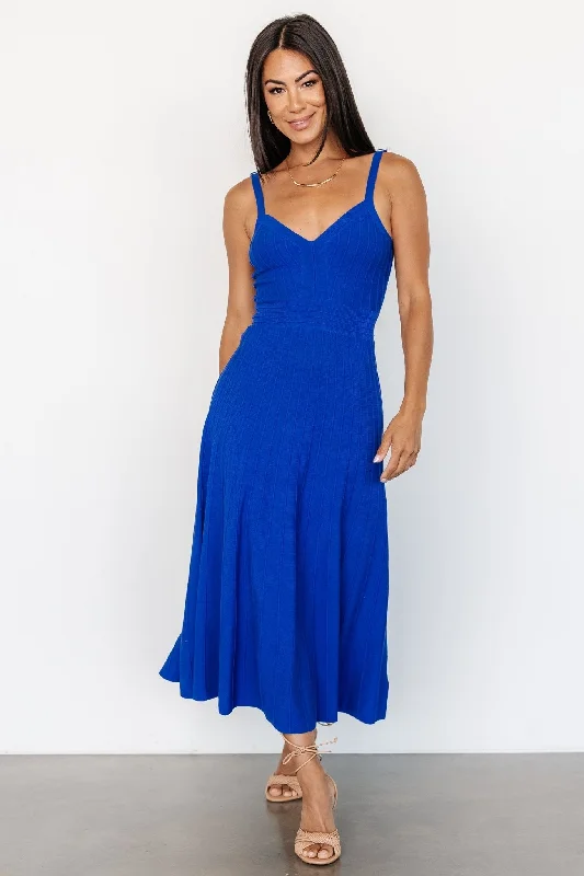 Tanya Knit Midi Dress | Cobalt Fashionable Wide Leg Midi Dress