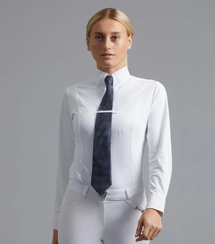 Tessa Ladies Long Sleeve Tie Shirt White Fashionable Short Sleeve Shirt