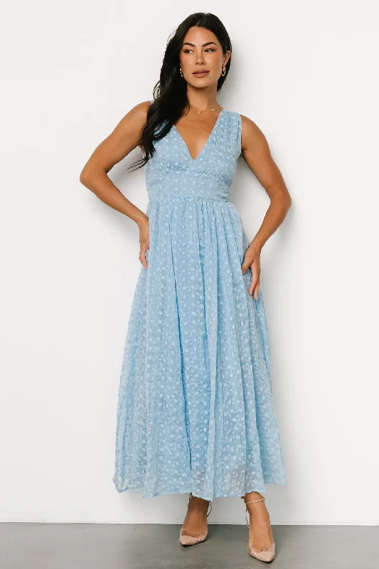 Thalia Embroidered Tank Midi Dress | Blue Stylish Wraparound Midi Dress