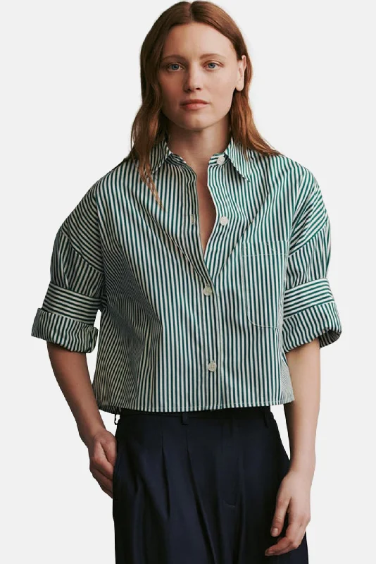 Next Ex Shirt In Downing Awning Stripe White/Hunter Green Comfortable Flowing Short Sleeve Next Ex Shirt In Downing Awning Stripe White/Hunter Green Comfortable Flowing Short Sleeve