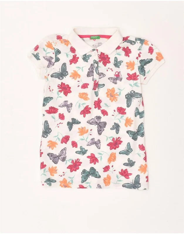 UNITED COLORS OF BENETTON Womens Polo Shirt UK 4 XS White Floral Comfortable Peplum Short Shirt UNITED COLORS OF BENETTON Womens Polo Shirt UK 4 XS White Floral Comfortable Peplum Short Shirt