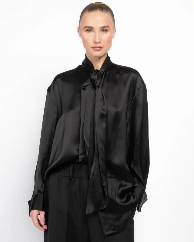 Lavalliere Shirt Elegant High-Low Short Shirt