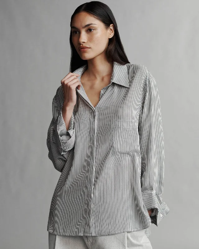 Boyfriend Shirt Elegant Draped Short Shirt