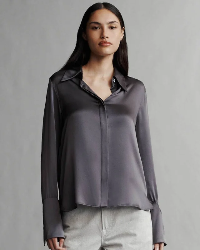 Object of Affection Shirt Stylish Split-Hem Short Shirt