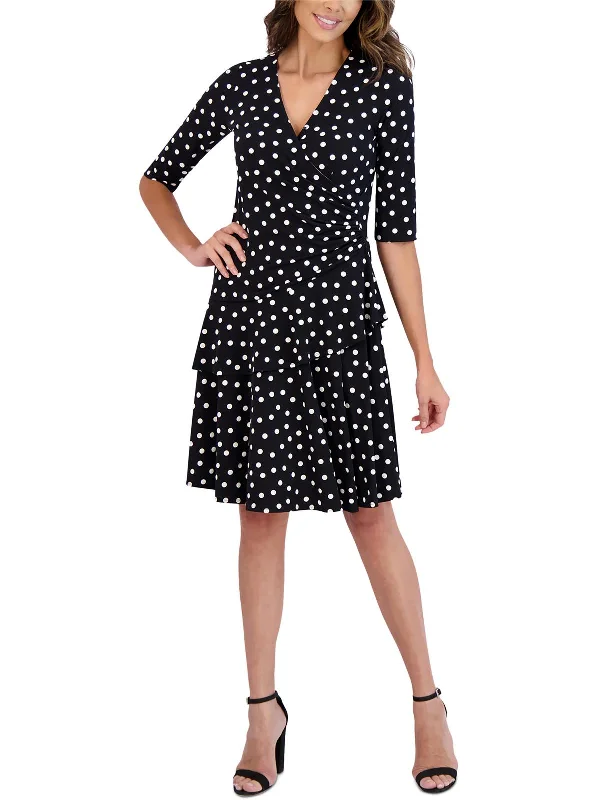 Womens Dotted Tiered Mini Dress Comfortable Casual Mini Dress