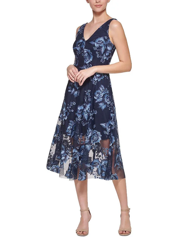 Womens Floral Calf Midi Dress Stylish Wraparound Midi Dress