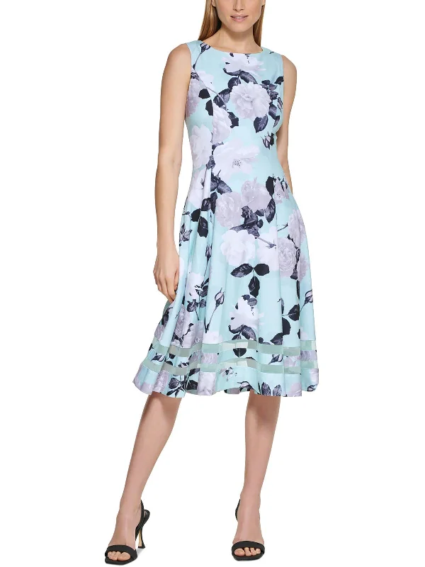 Womens Floral Sleeveless Midi Dress Stylish Button-Up Midi Dress