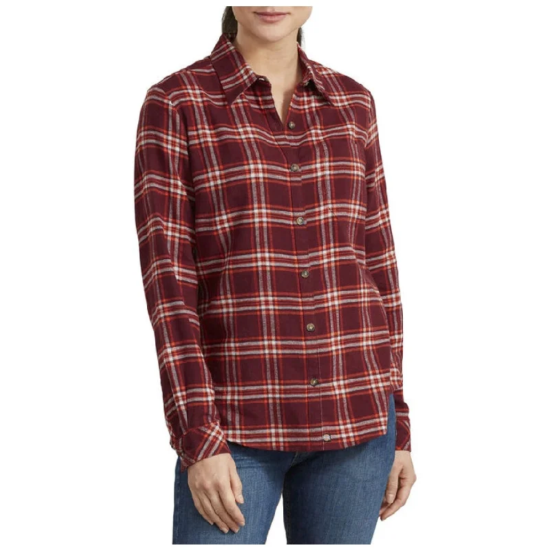 Women's Long Sleeve Plaid Flannel Work Shirt FL075 - Red Fashionable Sheer Short Shirt