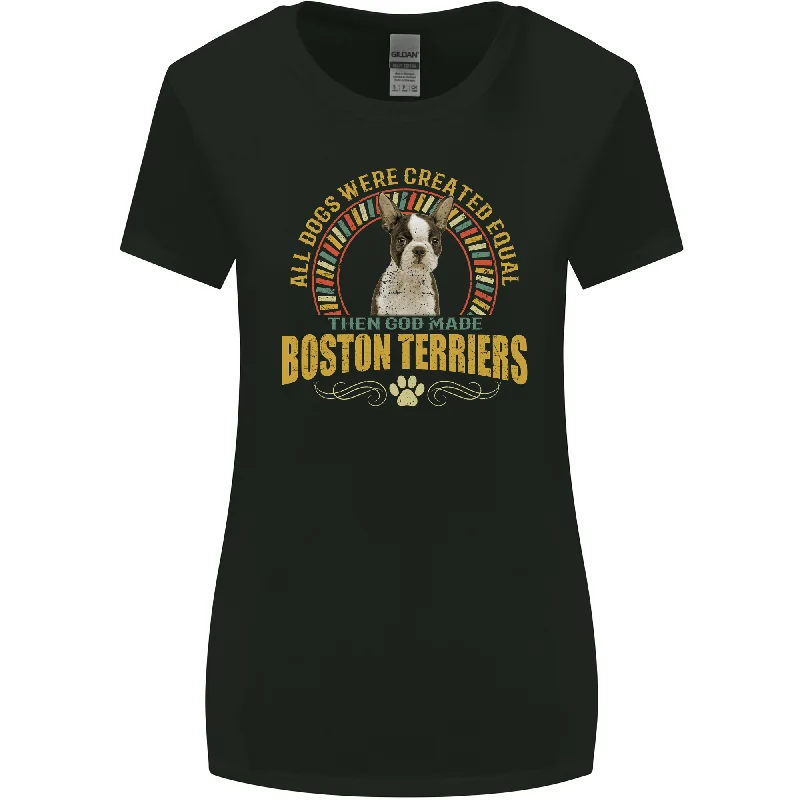 A Boston Terrier Dog Womens Wider Cut T-Shirt Lace Blend Ribbed Blend Corduroy Blend