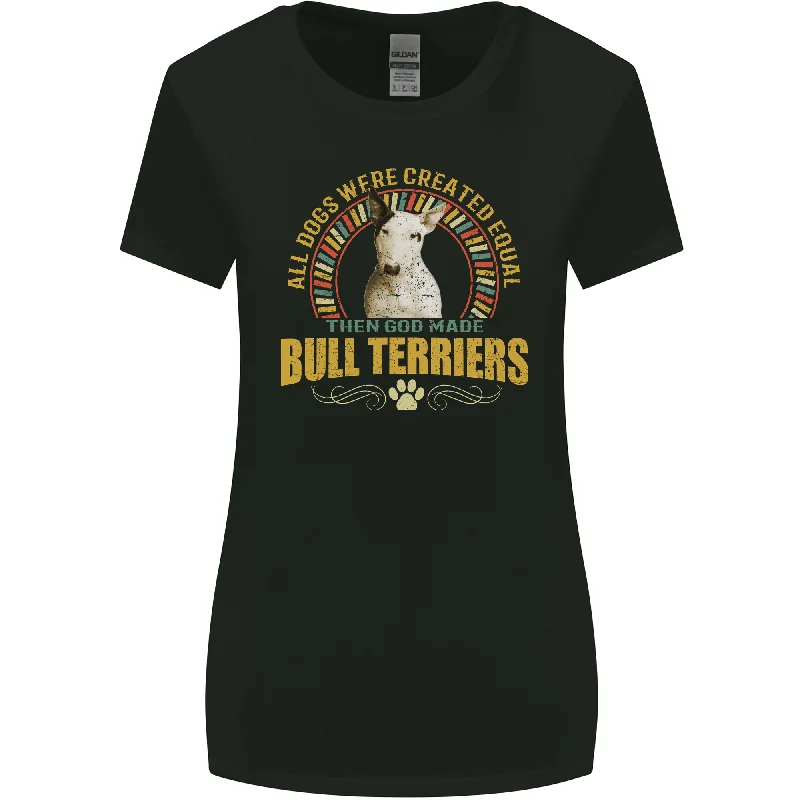 A Bull Terrier Dog Womens Wider Cut T-Shirt Fleece Fabric Down Fabric Feather Fabric A Bull Terrier Dog Womens Wider Cut T-Shirt Fleece Fabric Down Fabric Feather Fabric