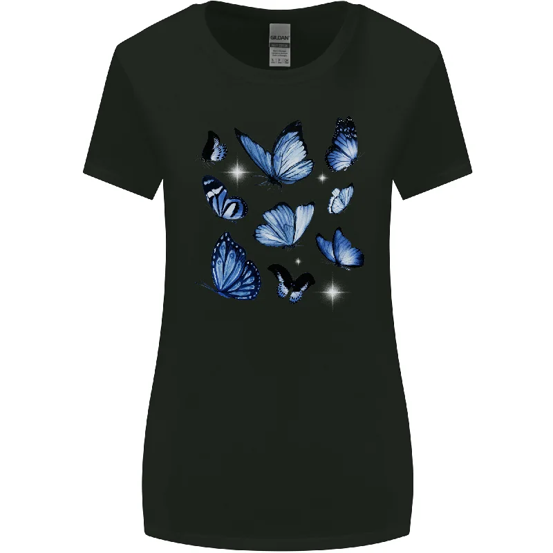 A Butterfly Collection Rhopalocera Womens Wider Cut T-Shirt Striped Floral Plaid