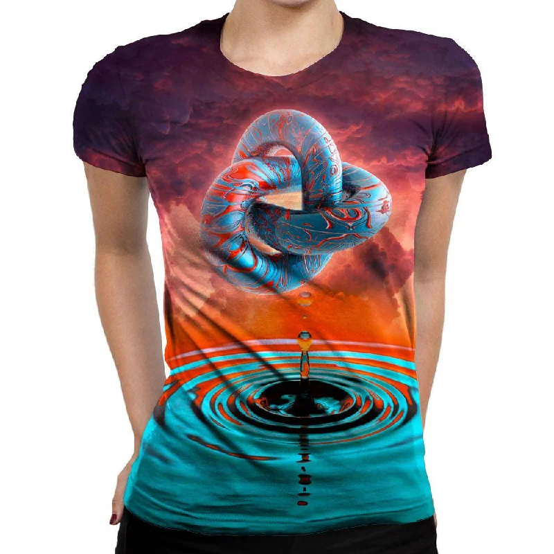 A Psychedelic Womens T-Shirt V-Neck T-Shirt Long Sleeve Cotton