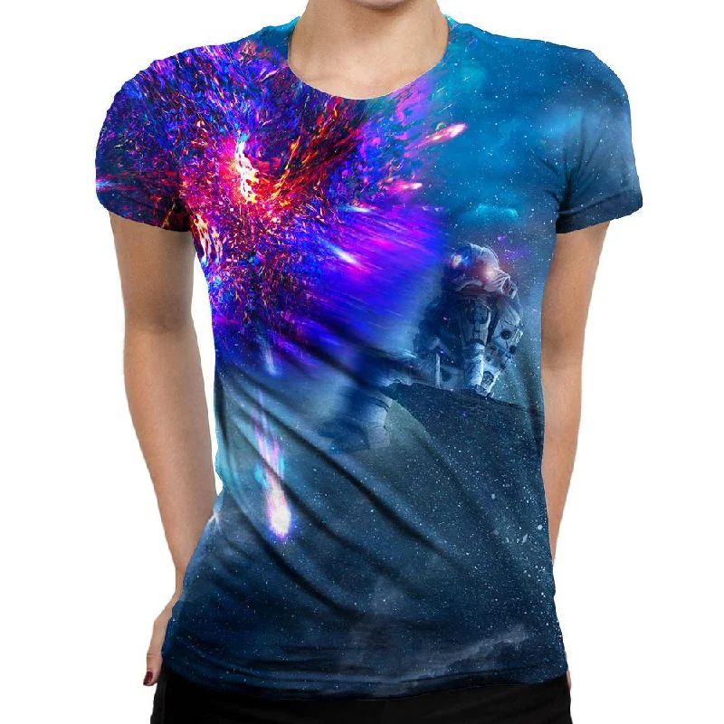 Astronaut Galaxy Womens T-Shirt Terry Blend Velvet Blend Canvas Blend