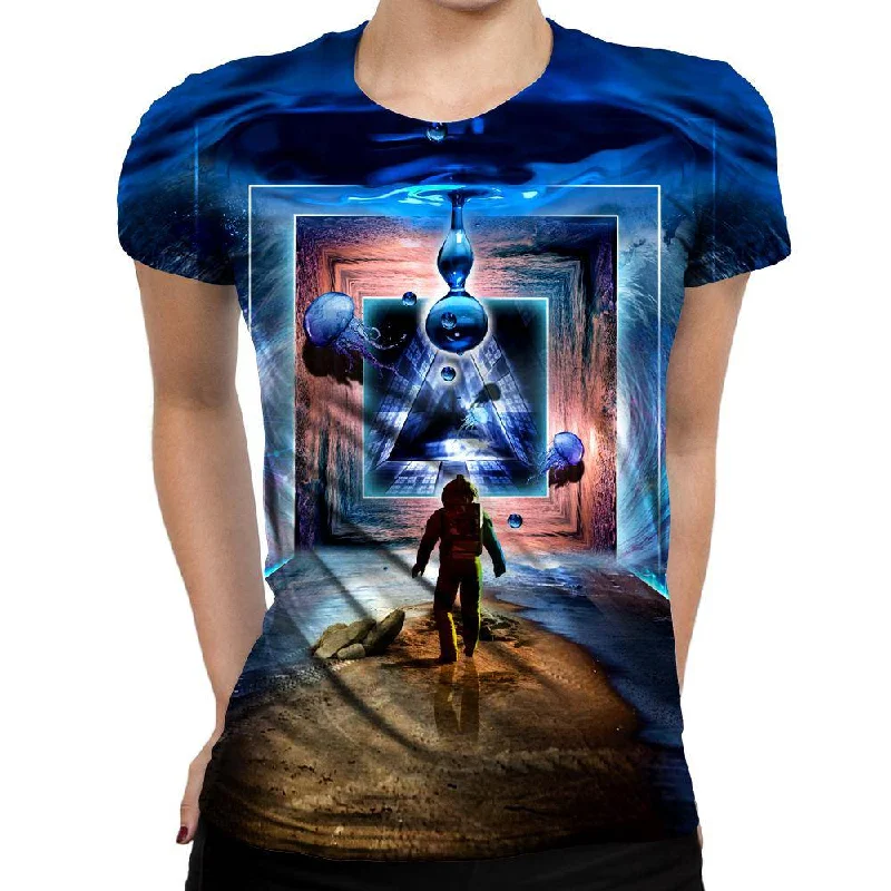 Astronaut Portal To The Beyond Womens T-Shirt Nylon Fabric Polyester Fabric Spandex Fabric