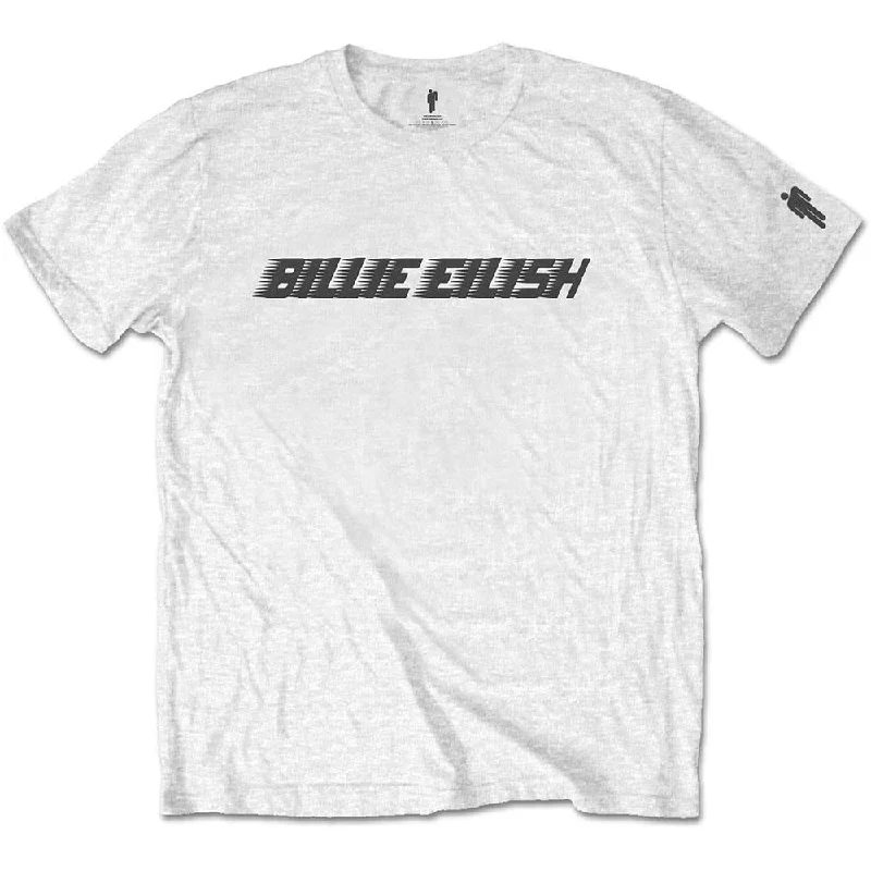 Billie Eilish Kids T-Shirt: Black Racer Logo (Sleeve Print) Asymmetrical Pockets Print Billie Eilish Kids T-Shirt: Black Racer Logo (Sleeve Print) Asymmetrical Pockets Print