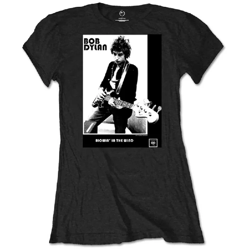 Bob Dylan Ladies T-Shirt: Blowing in the Wind Real Fur Shearling Chenille