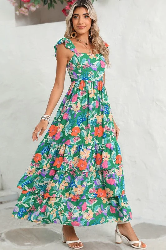 Boho Floral Tiered Maxi Dress *Online Only* Cozy Knitted Maxi Dress