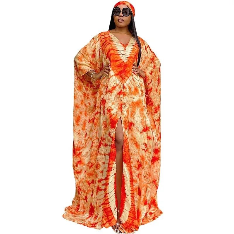 Chic Plus-Size African Dashiki Abaya Maxi Dress: Ankara Inspired Fashion for Spring and Autumn Trendy Short Sleeve Maxi Dress