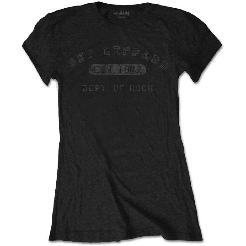 Def Leppard Ladies T-Shirt: Collegiate Logo Lace Blend Ribbed Blend Corduroy Blend